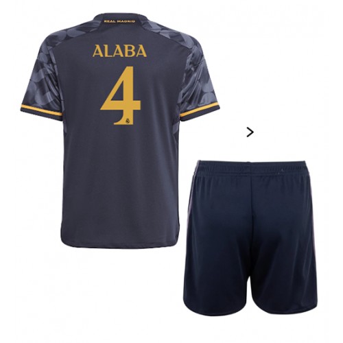 Fotballdrakt Barn Real Madrid David Alaba #4 Bortedraktsett 2023-24 Kortermet (+ Korte bukser)